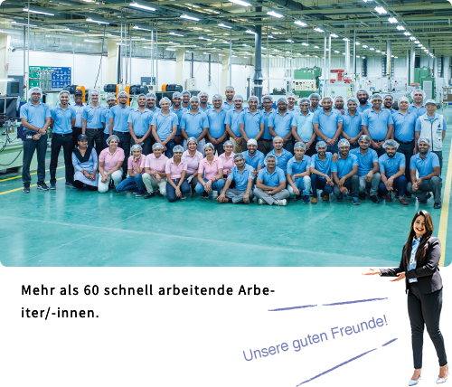 Mehr als 60 schnell arbeitende Arbeiter/-innen.